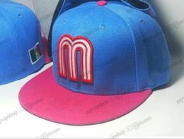 2023 Mens Mexico World Fitted Hat Blue Top Pink Under Brim Letter M Hip Hop Size Hats Baseball Caps Adult Flat Peak For Men Women Full Closed Cap Mix 7 Colors