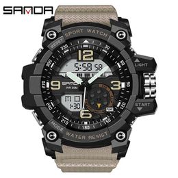 Wristwatches SANDA Sport Watch Men 2023 Clock Male Digital Quartz Wrist Watches Men's Top Digital-watch Relogio Masculino Saat