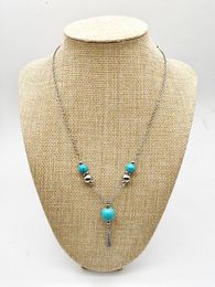Chains 2023Simple Fashion Trend Women's Stainless Steel Natural Stone Choker Jewelry Turquoise Necklace