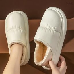 Slippers Winter Women Men Boots Waterproof Indoor Warm Non-Slip Plush Wave Cotton Outdoor Home Thick Flat Platform Ladies Shoes