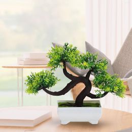 Decorative Flowers Artificial Plants Potted Plastic Small Green Tree Grass Bonsai Fake Pot Ornament Home Room Tabletop Garden Decorations