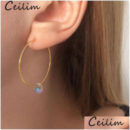 Hoop Huggie Trendy Simple Earring Glass Crystal Bead Dangle Light Weight Jewellery Accessories Golden Sier Plated Wholesale Dhgarden Dhnev