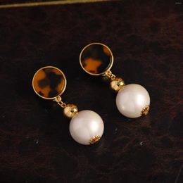 Stud Earrings Vintage 18k Gold Plated Brass Retro Pearl Women Jewelry Punk Party T Show Gown Runway Trendy Korean Japan Style