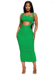 Work Dresses Women 2pcs Suits Short Corset Halter Long Dress Sexy Clubwear Hollow Out Party Night Club Outfits Evening Bodycon Two Piece Set