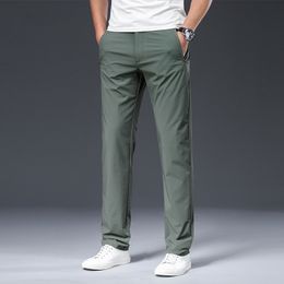 Men's Pants BROWON Male Trousers Summer Nylon Solid Colour Straight Mid Loose Full Length Smart Casual Pants Work Pants 230512