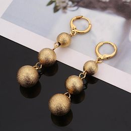 Dangle Earrings Ethiopian Arab Gold Color Bead For Women Girls Round Ball Copper Jewelry