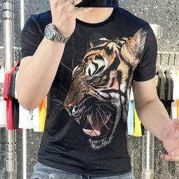 Men's T Shirts Tiger Pattern Print Short Sleeve Men Tshirt Camiseta Manga Corta Hombre Tee Shirt Homme