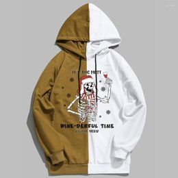 Men's Hoodies It's The Most Wine Derful Time Of Year Prints Unisex Hooded Contrast Stitching Fashion Comfort Skull Streetwear