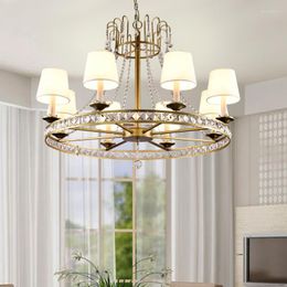 Pendant Lamps Europe American French Wrought Iron Crystal Light Living Room Retro Personalized Dining Bar Hanging Lamp