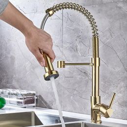 Kitchen Faucets Black Spring Pull Down Faucet For Sink Home Improvement Brass 360 Degrees Rotatable Sprayer