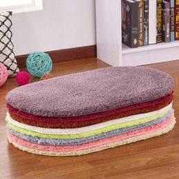 Carpets 40x60cm Fashion Carpet Oval Polyester Plush Anti-Slip Pad Soft Room Floor Sofa Mat For Bathroom Kitchen Living LXY9 DE1