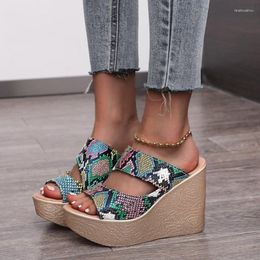 Slippers Wedge Open Toe Leather Platform Shoes Woman Summer High Heels Slides Ladies Office Slipper Zapatos Mujer Size 35-40