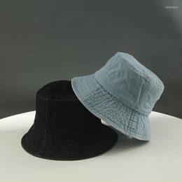 Berets VISROVER Foldable Summer Jeans Hat Female Casual Sun Women Colorful Cotton Brim Cap Beach Hats Party Gift Wholesales