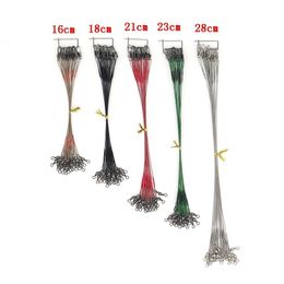 Fishing Accessories Minfishing 100 PCS Wire Rope Leader Line with Barrel Swivel Protecting 16cm 18cm 21cm 23cm 28cm 230512