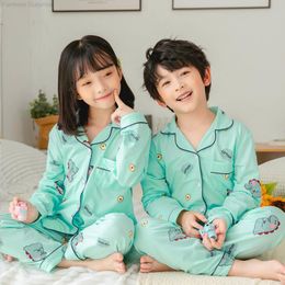 Pyjamas Girl Sleepwear Set Korea Kids Pyjamas for Boys 2 3 4 5 6 7 8 9 10 11 12 Year Children's Pijamas Sets Green Dinosaur Baby Costume 230511