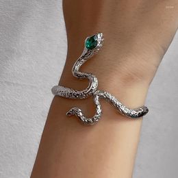 Bangle U-Magical Fashion Twisted Serpentine Fold Asymmetry Bracelet For Women Open Adjustable Green Rhinestone Metal Jewellery