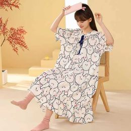 Women's Sleepwear Long Cotton Nightgowns for Women Nightdress Sleepwear Women Cute Ladies Nightshirt Nightie Nightwear Plus Size Sleep Dress 4XL P230511