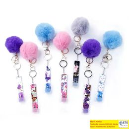 Contactless Bank Card Grabber Party Favor Long Nail Keychain DIY Keyring with Plush Ball Inventory Wholesale