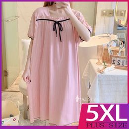 Women's Sleepwear Women Nightgown Summer Plus Size 3xl-5xl Lingerie Sleep Dress Tops Night Dress Retro Short SleeveNightwear Nighties P230511