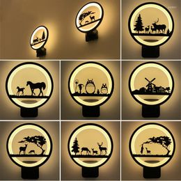 Wall Lamps Black Finished Acrylic Modern Led Light For Home Living Room Bedside Bedroom Lustres Creative Sconce Lamp