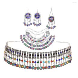 Necklace Earrings Set Afghan For Women Hippie Coin Tassel Statement Earring Hair Clips Belly Dance Sets Turkish Gift