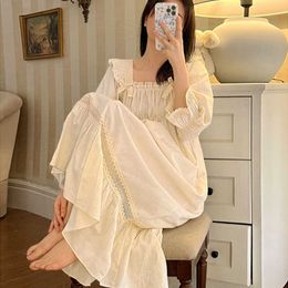 Women's Sleepwear Vintage Women's Sleepwear Princess Dress Royal Style Cotton Square Neck Pyjamas Sleepshirts Hollow out Lace Nightgowns Nightwear P230511