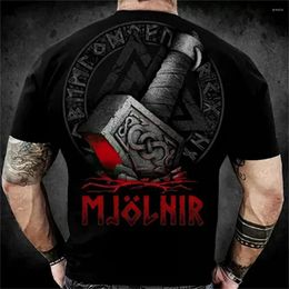 Men's T Shirts Men Shirt Vintage Tops Short Sleeve 3d Viking Print T-shirts For Male Tee Street Summer Black Oversized Clothing