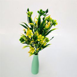 Decorative Flowers 14.9 Inch Artificial Flower Green Plastic Grass Plant Lily Bunch Wedding For Home Christmas Decoration Party Office