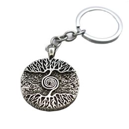 Keychains Viking Tree Of Life Key Chain Nordic World Stainless Steel Pendant Men's And Women's Fashion Jewellery