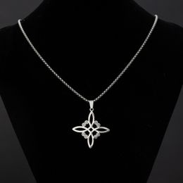 Silver Colour Witch Knot Necklace for Women Stainless Steel Choker Necklaces Vintage Amulet Protection Supernatural Jewellery Sets