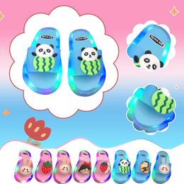 Slipper Slippers Kids Children's Luminous Summer Sandals Slippers For Girl Boy Lighting Animal Smile Face Soft Bottom Cartoon Flip Flops 230512