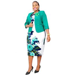 Women's Plus Size Tracksuits African Style Solid Color Coat Without Corsage And Print Dress Suits Two Piece Set For Women 230511