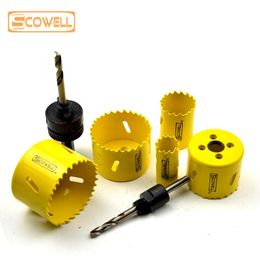 Zaagbladen HSS Bimetal Hole Saw sets Drill Bit Cutter Carpentry Tools Cutting Metal Plastic Circle Crown Saw Arbor Drill Bits Core Drills