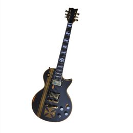 Factory Matte Black Cross Electric Guitar with Fixed Bridge,Gold Hardware,Offer Logo/Color Customise