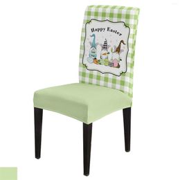 Chair Covers Easter Green Plaid Egg Wood Grain Cover Dining Spandex Stretch Seat Home Office Decor Desk Case Set