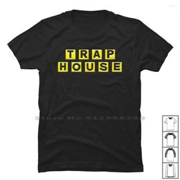Men's T Shirts Trap House Shirt Cotton Illustration Alphabet Drawing Vector Wing Text Line Font Rap Art