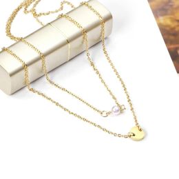 Pendant Necklaces Imitation Pearl Vintage Double Necklace For Women Fashion Luxury Jewelry Stainless Steel Collier Wedding Daily Wearing