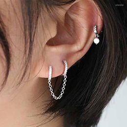 Hoop Earrings 1PC Chain Hoops Ear Piercing For Women Simple Punk Small Cartilage Accessories Lobe Tragus Jewelry Wholesale KBE100