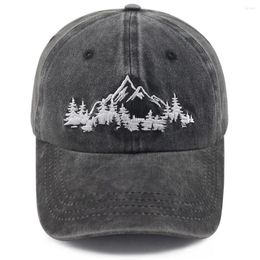 Ball Caps Mountain Trees Baseball Cap Forest Dad Hat For Men Women Cotton Embroidered Camping Hiking Explore Outdoor Hats