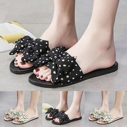 Sandals Summer Women's Flat Fashion Casual Polka Dot Bow Roman Winter Slippers For Women Indoor With Soles