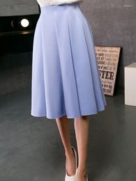 Skirts Women Pleated Solid Elastic Waist Middle Skirt Trendy All-match Office Lady Elegant High Quality S-5XL Customizable