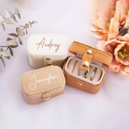 Party Supplies Personalised Mini Ring Box Anniversary Bride Bridesmaid Christmas Custom Gifts Travel Portable Jewellery Case For Her With