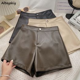 Womens Shorts Leather Pu Women Autumn Solid High Waist Y2k Aesthetic Trousers Clothing Ropa Mujer Streetwear Elegant for Ladies Retro 230512