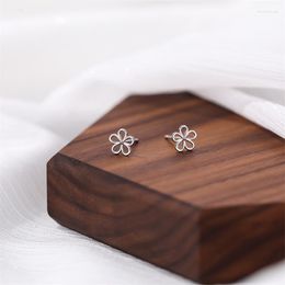 Stud Earrings 925 Sterling Silver Simple Hollow Daisy Flower Small For Women Fashion Elegant Student Teen Jewellery Accessories