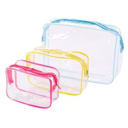 Travel PVC Cosmetic Bags Lady Transparent Clear Zipper Makeup Bags Organiser Bath Wash Make Up Tote Handbags Case