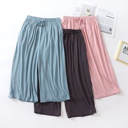 Womens Sleepwear Summer Japanese style loose cropped trousers ladies modal thin shorts solid Colour wide leg large size home pants womens bottoms 230512