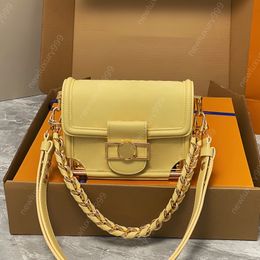 10A Luxury Designer Tote Classic Fashion Women's One Shoulder Bag Premium leather Embossed Pattern Purse 22597 Milk Yellow Crossbody Bag