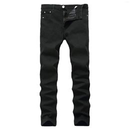 Men's Jeans Fashion European American Style Stretch Men Luxury Men's Denim Pants Slim Straight Deep Black Gentleman Size 28-42 Slacks