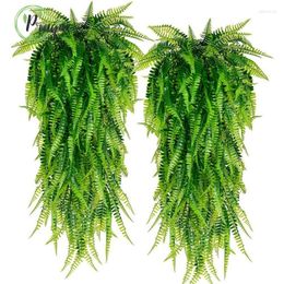 Decorative Flowers 90cm Persian Fern Leaves Vines Room Decor Hanging Artificial Plant Plastic Leaf Grass Wedding Party Wall Balcony Garden