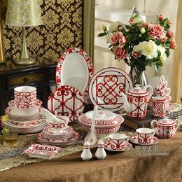 Dinnerware Sets Characteristic Design Red Bone Porcelain Tableware Set 58 Of 43 Coffee 15